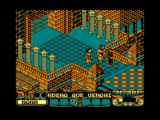 Remake de La Abadía del Crimen (Windows) screenshot: Meeting the abbot (Amstrad CPC color).