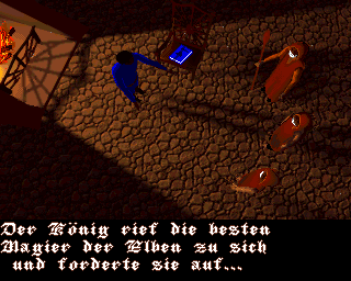 Jaktar: Der Elfenstein (Amiga) screenshot: Intro - The king summoned the best elvish wizards