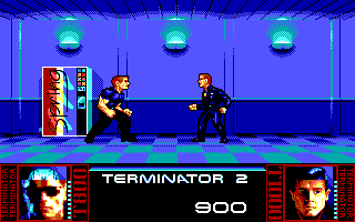 Terminator 2: Judgment Day (DOS) screenshot: Stage 1: Beat the T-1000! (Tandy)