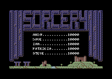 Sorcery (Commodore 64) screenshot: High scores