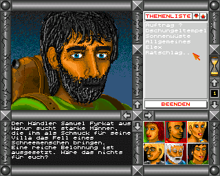 Jaktar: Der Elfenstein (Amiga) screenshot: Just met a merchant Wilbur on his way to the big city