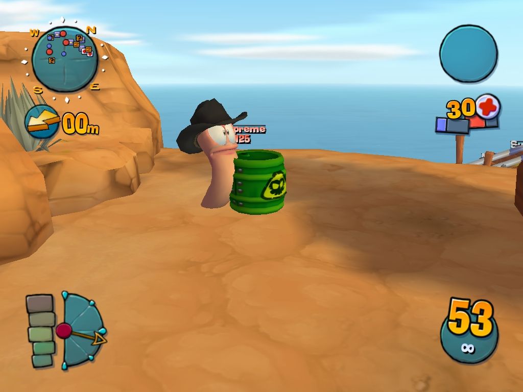 Worms 4: Mayhem (Windows) screenshot: Ride'em cowboy!