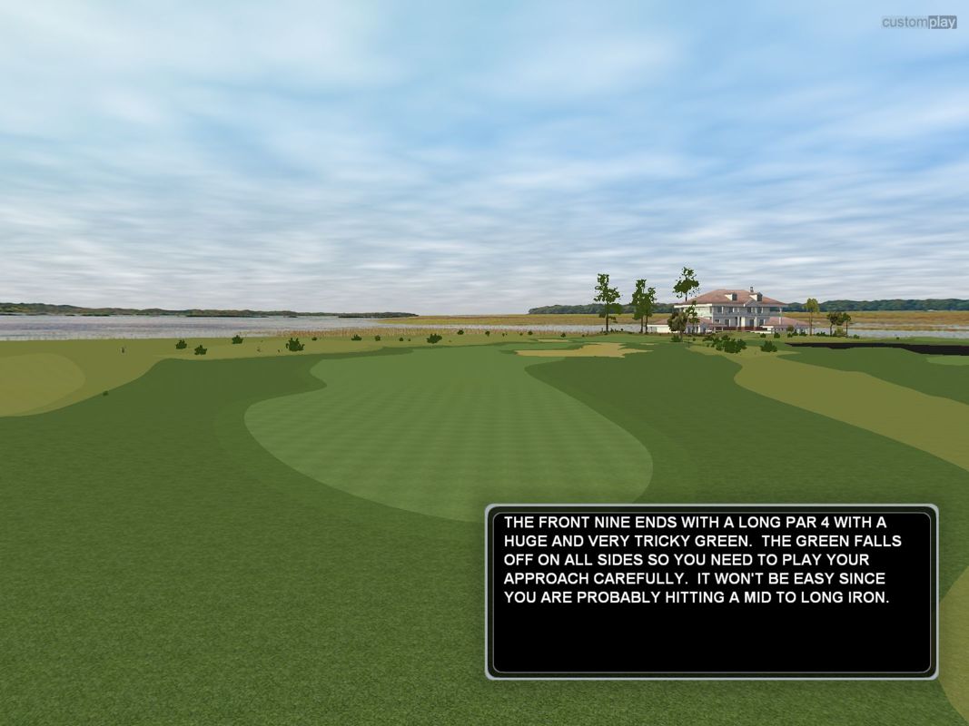 CustomPlay Golf (Windows) screenshot: Every hole begins with a fly-by. Most, but not all, have an information pane too