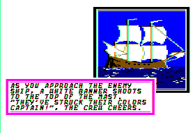 Sid Meier's Pirates! (Apple II) screenshot: The enemy ship surrenders!