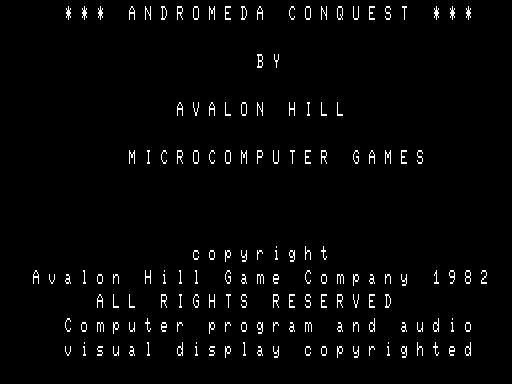 Andromeda Conquest (TRS-80) screenshot: Title
