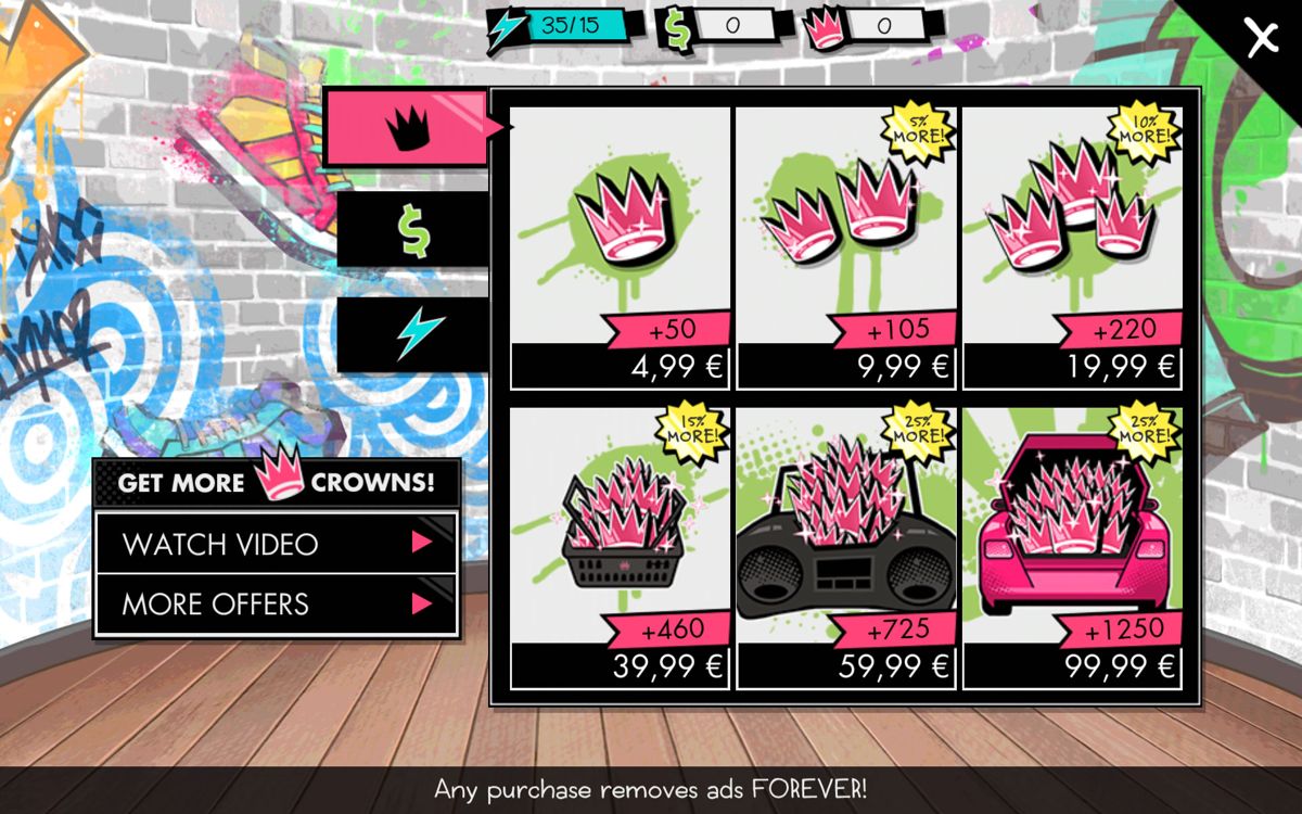 Nicki Minaj: The Empire (Android) screenshot: Crowns are the game's premium currency.