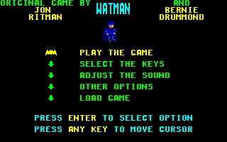 Watman (DOS) screenshot: Main menu