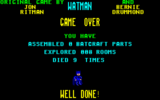 Watman (DOS) screenshot: Game over