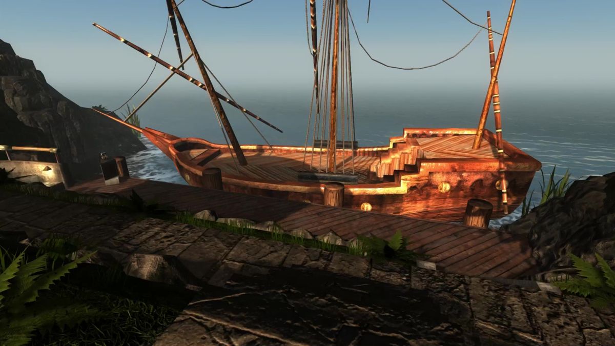 realMyst: Masterpiece Edition (Macintosh) screenshot: Raised the ship at the dock