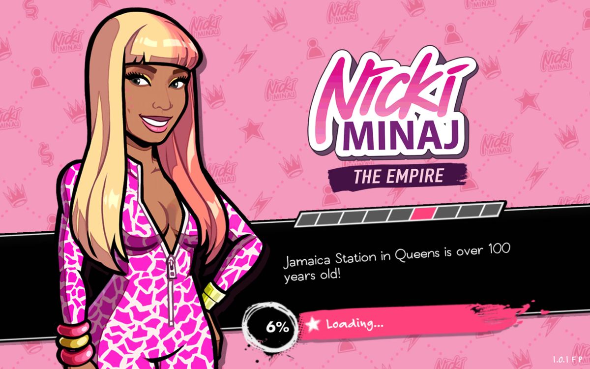 Nicki Minaj: The Empire (Android) screenshot: Loading screen while additional data is downloaded.