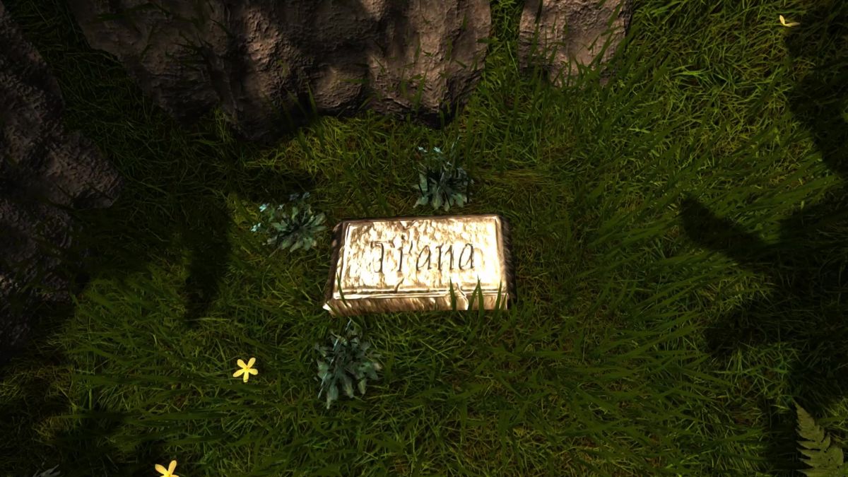 realMyst: Masterpiece Edition (Macintosh) screenshot: Ti'ana grave marker on the Myst island