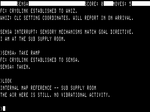 Suspended (TRS-80) screenshot: Interfacing with Sensa