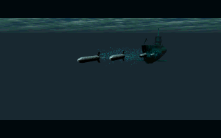 Wolf Pack (DOS) screenshot: (enhanced CD release intro) German prototype torpedoes that magically morph into letters!