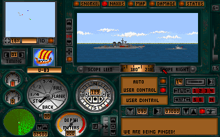 Wolf Pack (DOS) screenshot: Eye to eye with a destroyer!