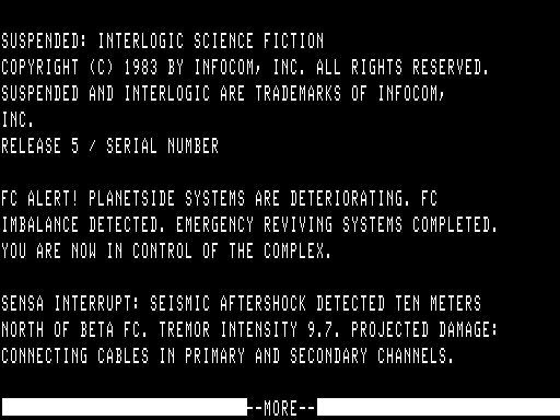 Suspended (TRS-80) screenshot: Title