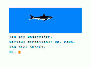 Sea Quest (TRS-80 CoCo) screenshot: Oh boy.... problems!