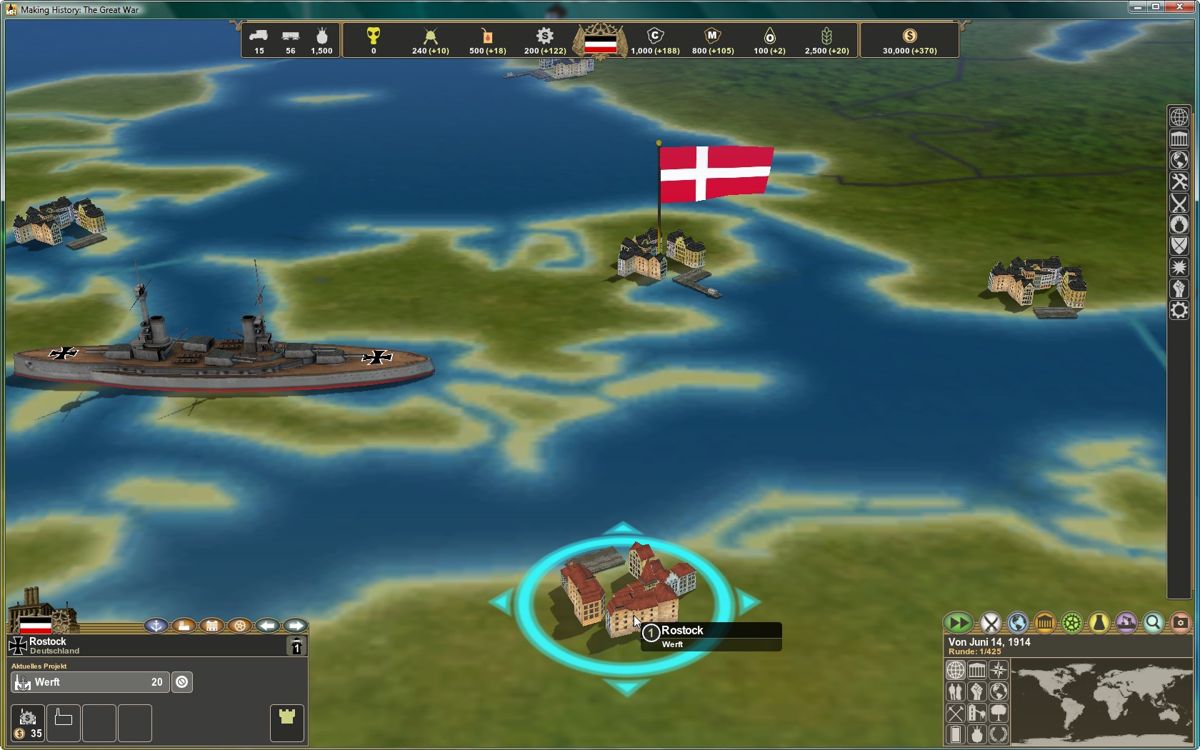 Making History: The Great War (Windows) screenshot: Map maximal zoom in