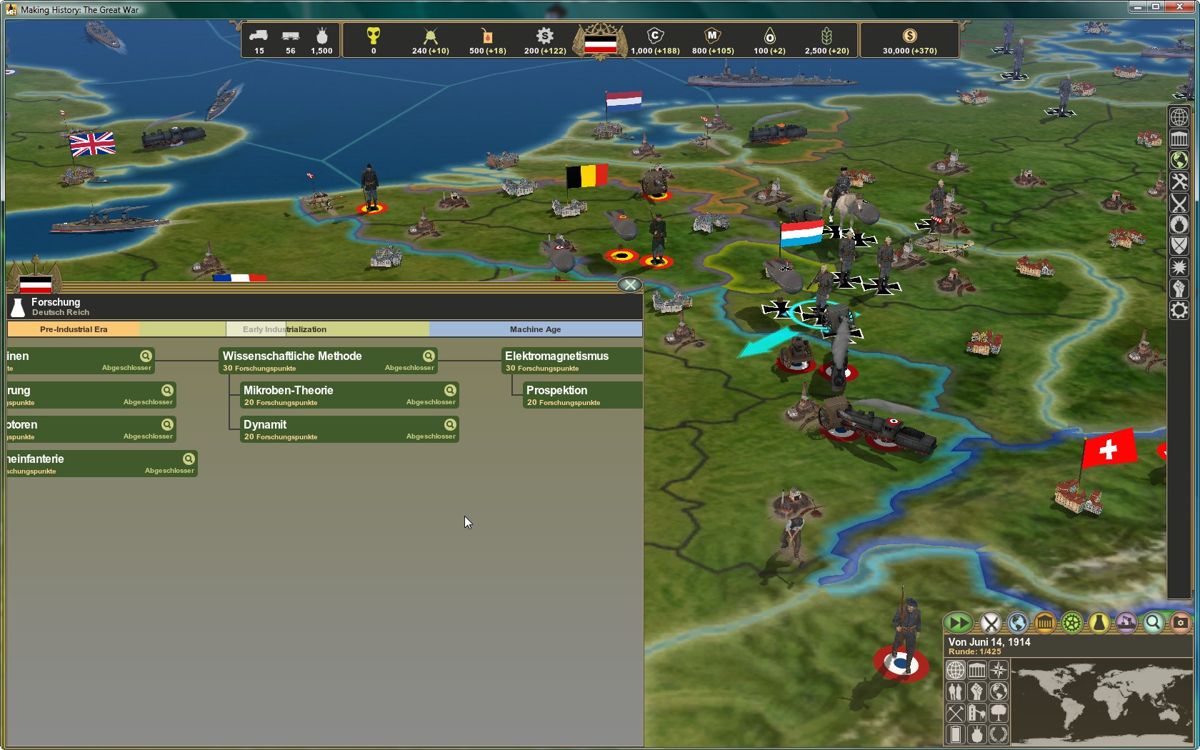 Making History: The Great War (Windows) screenshot: Research screen