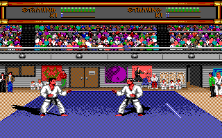 Budokan: The Martial Spirit (DOS) screenshot: Ready to fight at the budokan! (Tandy)