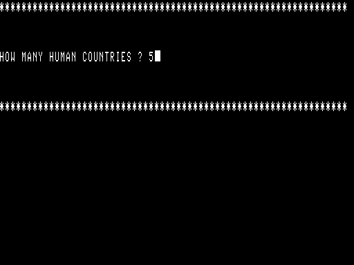 Supreme Ruler Plus (TRS-80) screenshot: Input for game play