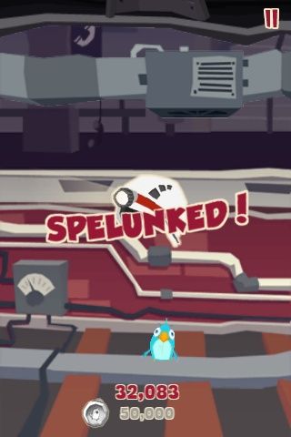 Bird Strike (iPhone) screenshot: If you manage to hit the sewer entrance on your way down you get bonus points.