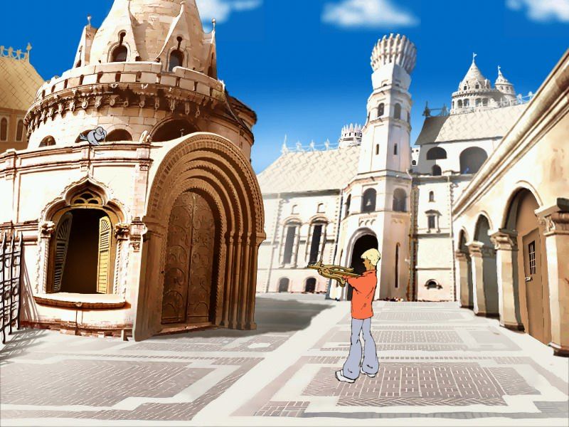 Nedetskie Skazki (Windows) screenshot: Scaring a dove with a crossbow