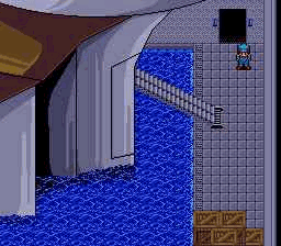 Fushigi no Umi no Nadia (Genesis) screenshot: Secret entrance to Nautilus