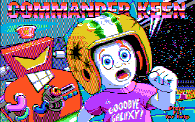Commander Keen 5: The Armageddon Machine (DOS) screenshot: Title screen (unofficial CGA Composite version)