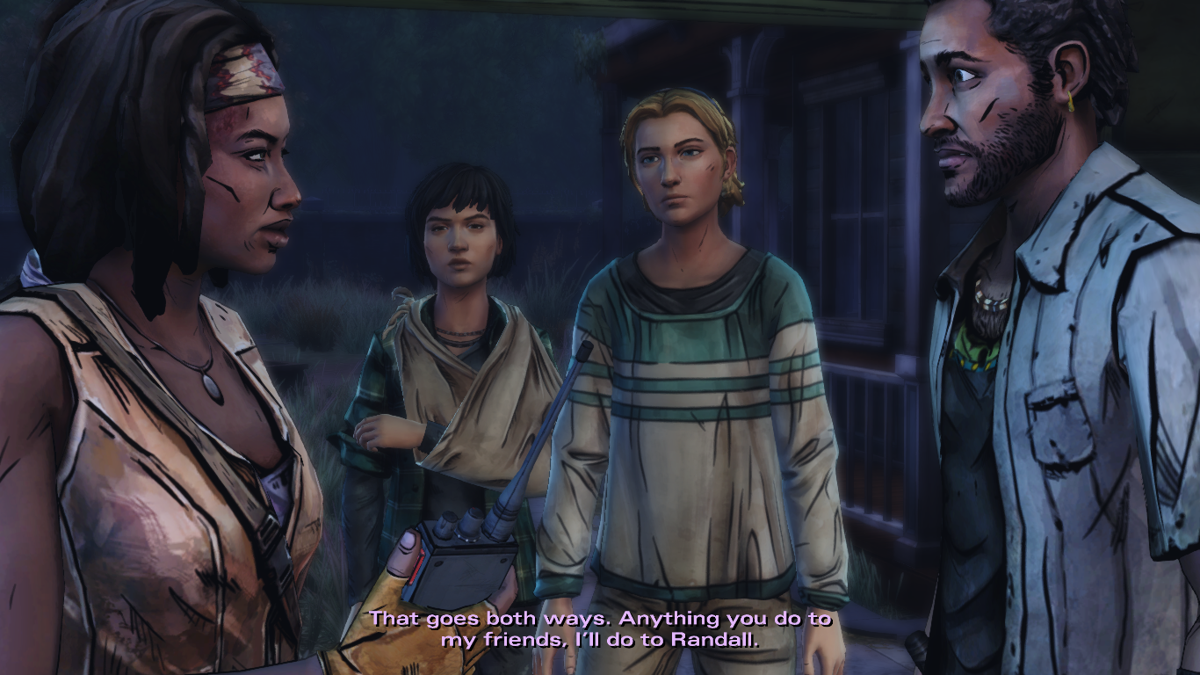 The Walking Dead: Michonne (Macintosh) screenshot: Episode 3 - Norma calling in on the walkie-talkie