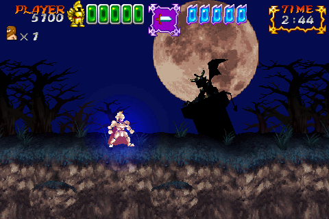 Ghosts 'N Goblins: Gold Knights (iPhone) screenshot: Powering up your gold armour.