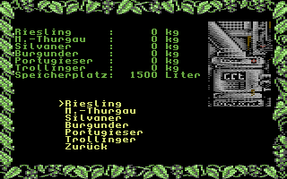 Winzer (Commodore 64) screenshot: The wines