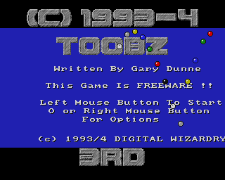 Toobz (Amiga) screenshot: Title screen