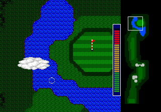 Battle Golfer Yui (Genesis) screenshot: Hit the ball into a water hazard