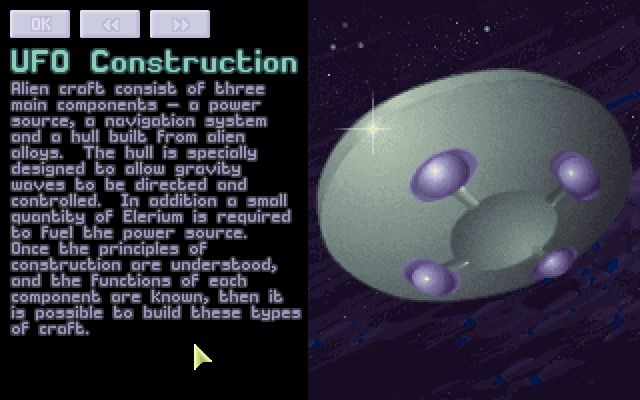 X-COM: UFO Defense (Windows) screenshot: UFO technology will let you build your own better crafts and use their weapons and materials.