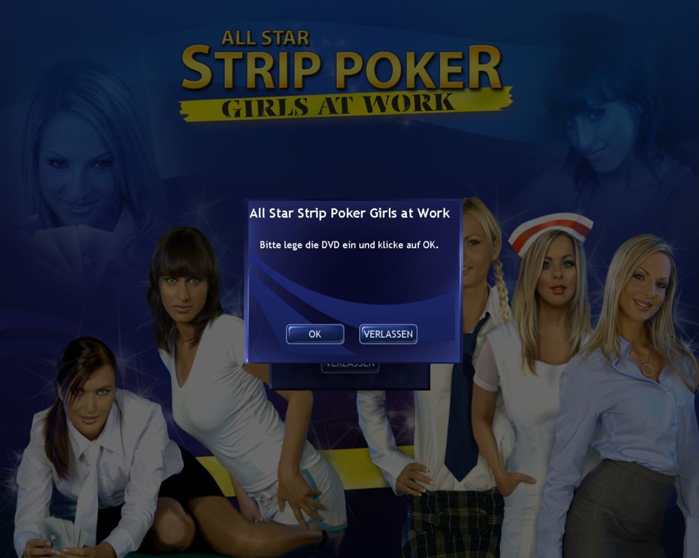 All Star Strip Poker: Girls at Work (Windows) screenshot: If you forget to insert the DVD