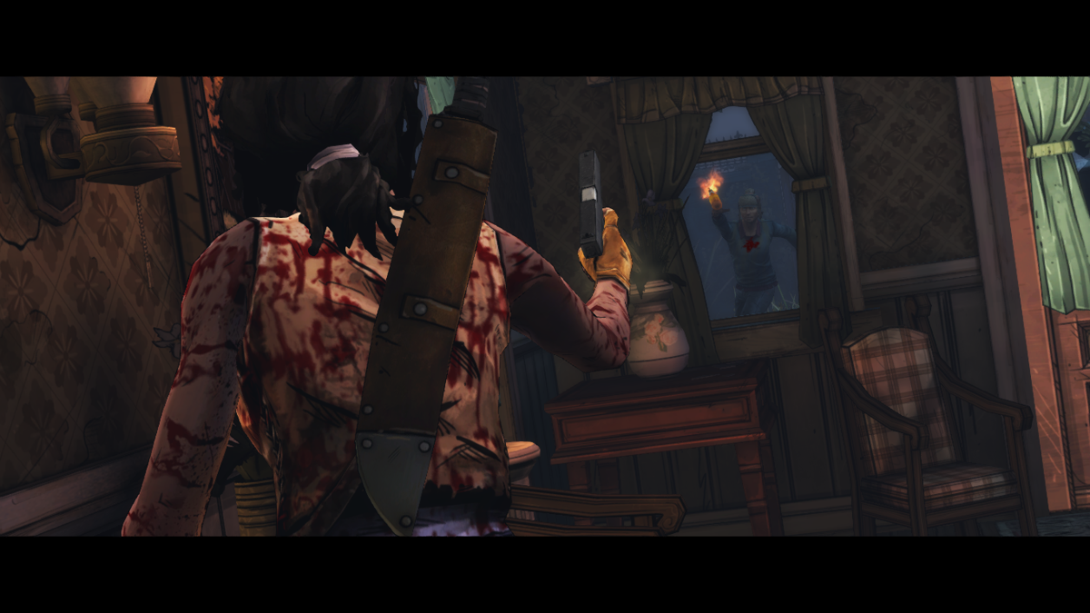 The Walking Dead: Michonne (Macintosh) screenshot: Episode 3 - They're throwing molotovs