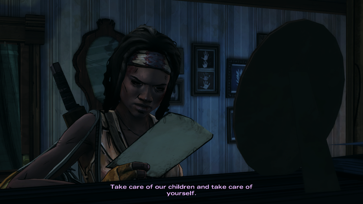 The Walking Dead: Michonne (Macintosh) screenshot: Episode 3 - Reading Sophie's goodbye letter