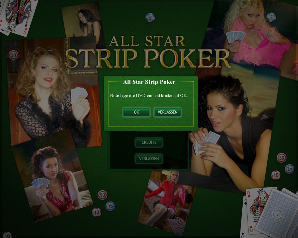 All Star Strip Poker (Windows) screenshot: If you forget to insert the DVD