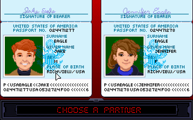 Eagle Eye Mysteries in London (DOS) screenshot: Select your partner