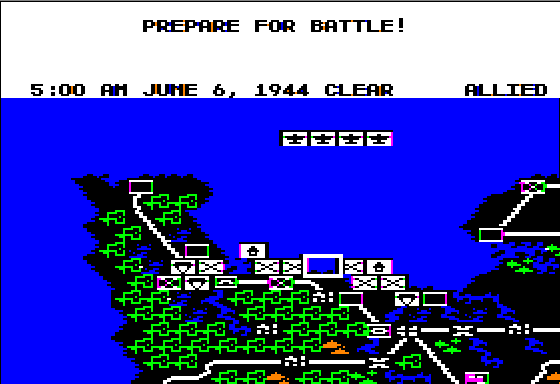 Crusade in Europe (Apple II) screenshot: D-Day 64k Version