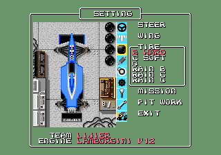 F1 Circus '91 (Genesis) screenshot: Choose a tire type