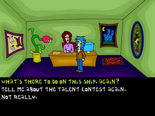 The Game That Takes Place on a Cruise Ship (Windows) screenshot: Talking to the receptionist.