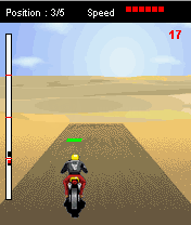Desert Rally (J2ME) screenshot: The ZOOM bar provides a powerful boost and gives a shield.