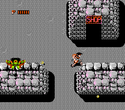 Ikari Warriors II: Victory Road (NES) screenshot: Approaching a shop.