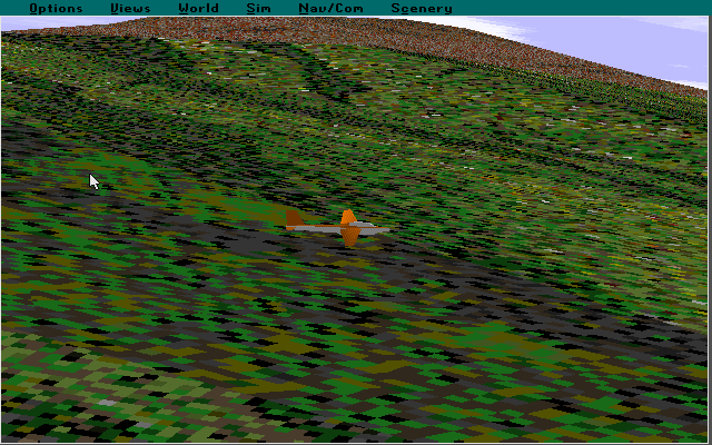 Microsoft Hawaii: Scenery Enhancement for Microsoft Flight Simulator (DOS) screenshot: Another of the new Flight Simulator Situations that is installed with the Hawaii scenery is Soaring over Maui in a glider.