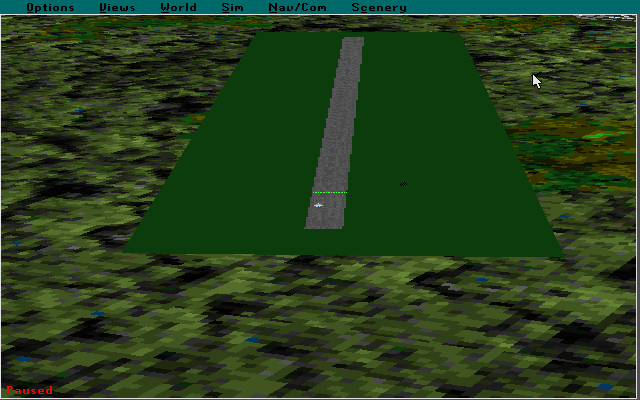 Microsoft Hawaii: Scenery Enhancement for Microsoft Flight Simulator (DOS) screenshot: Shortly after taking off from Midway airfield. Here the scenery pack has not been installed.