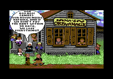 The Three Stooges (Commodore 64) screenshot: beginning