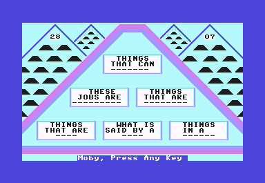 The $100,000 Pyramid (Commodore 64) screenshot: Yikes.... this could be hard