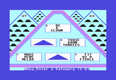 The $100,000 Pyramid (Commodore 64) screenshot: Moving through the pyramid