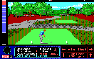 Jack Nicklaus presents The International Course Disk (DOS) screenshot: Your player on the Australian GC #1 field (EGA)